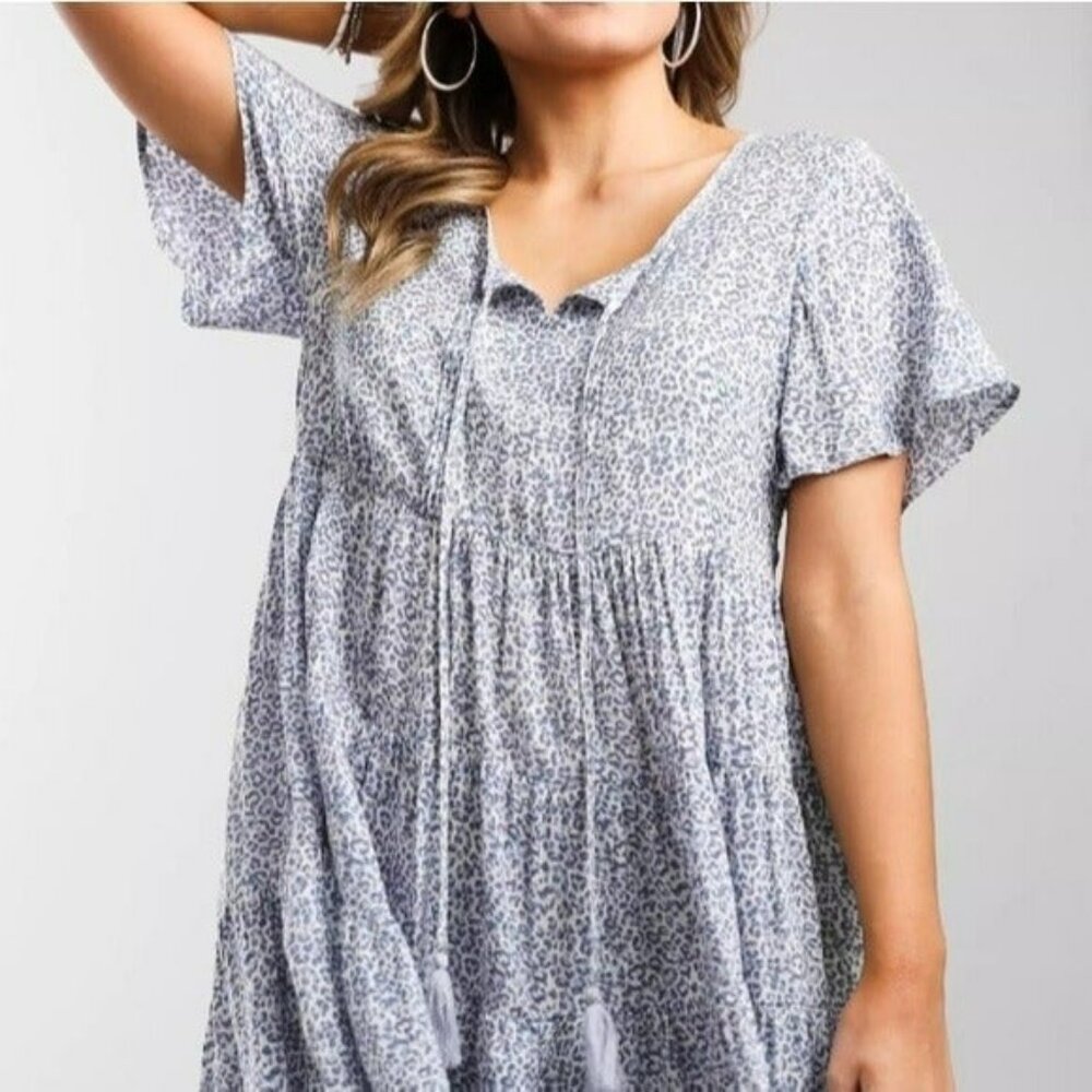 DAYTRIP Tiered Animal Print Tunic Top - Size Medium